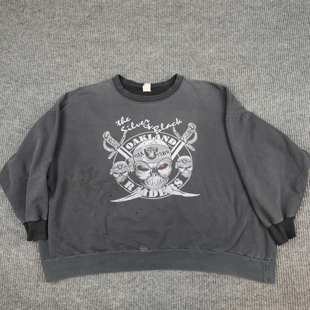 Vintage Oakland Raiders Sweatshirt Mens 3XL Black NFL Mickey Unlimited 90s